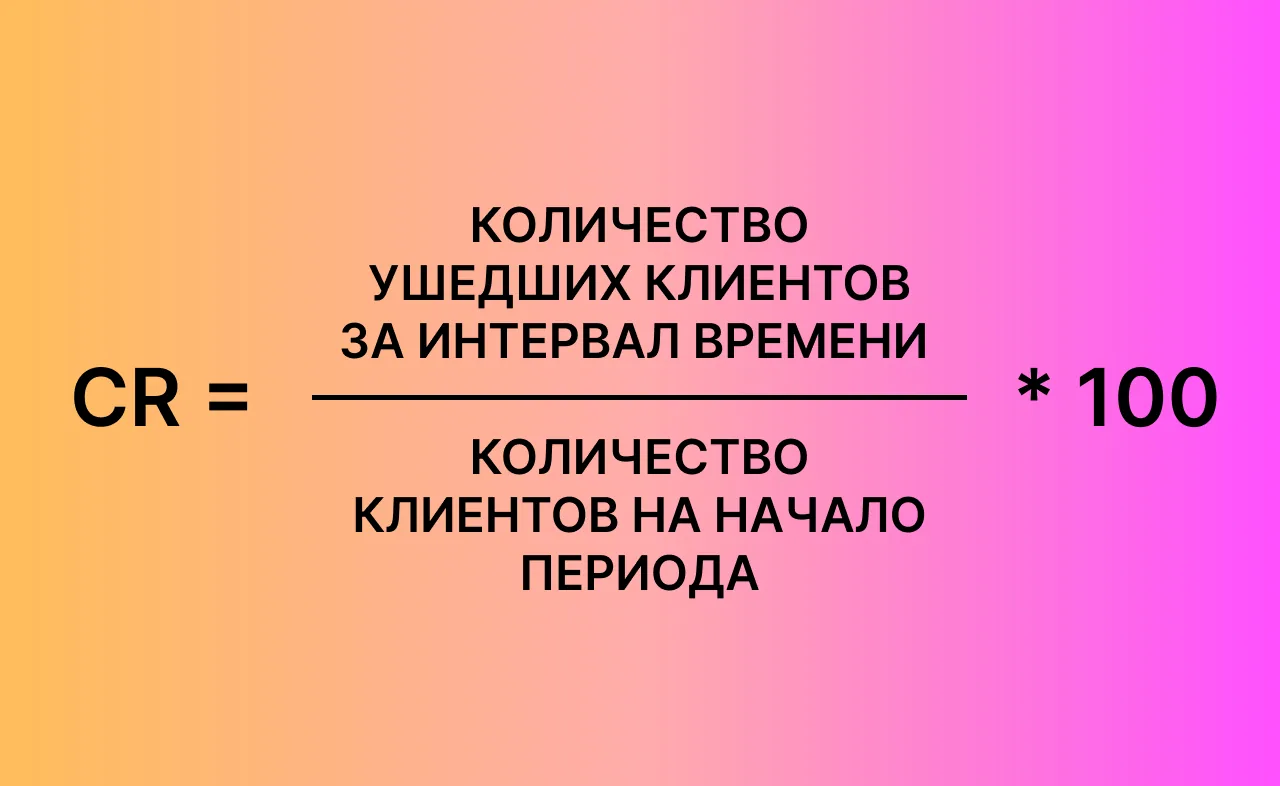 Формула для расчета коэффициента оттока клиентов