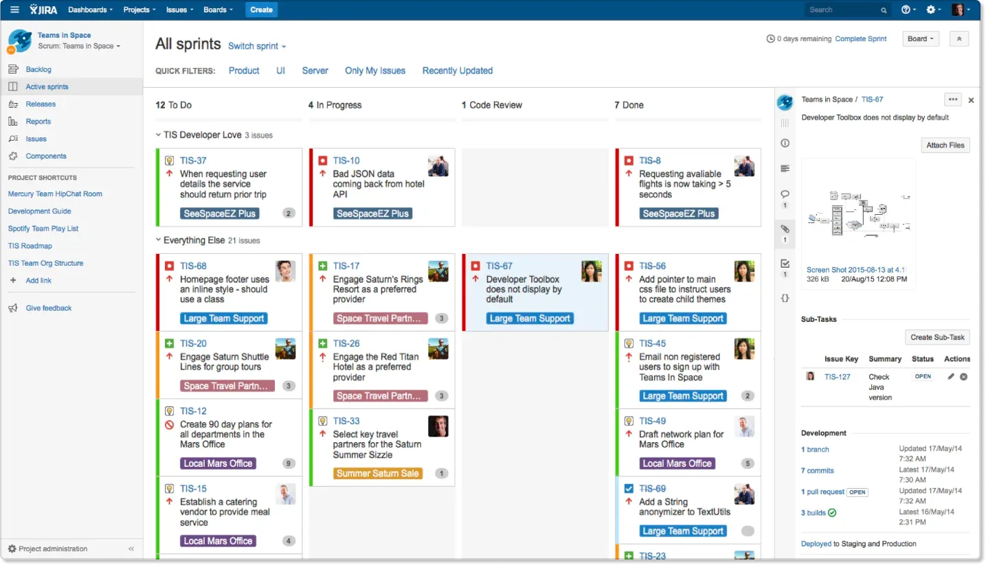 Интерфейс таск-трекера Jira