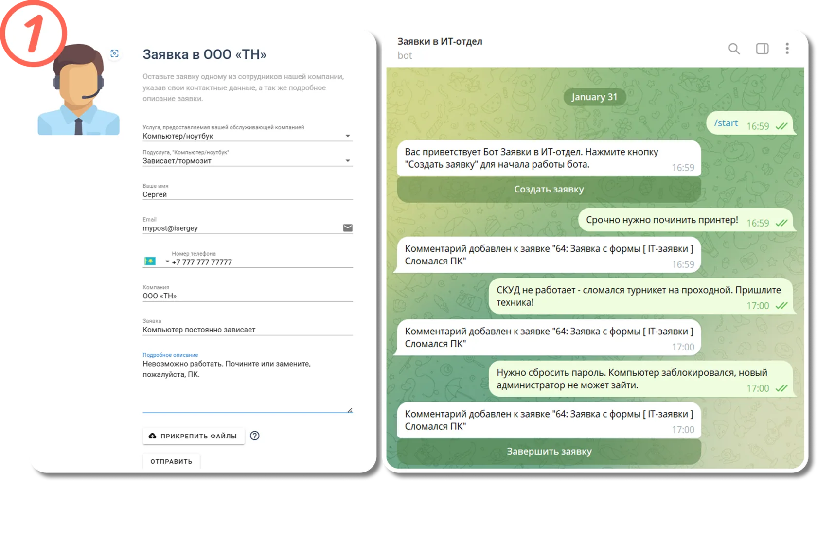 Форма заявки от клиента — Admin24 Service Desk